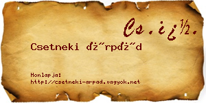 Csetneki Árpád névjegykártya
