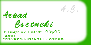 arpad csetneki business card